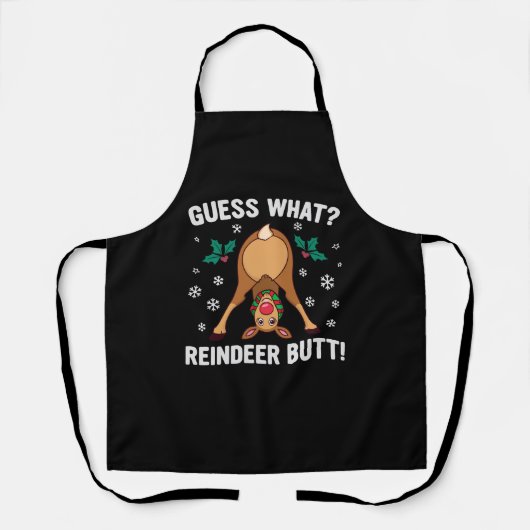 Raad eens wat Kerstman Rendier Butt Kerstgrap Schort (Voorkant)