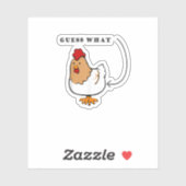 Raad eens wat kip Butt Funny Chicken Sticker (Vel)