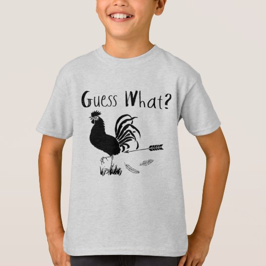 Raad eens wat kip Butt grappige grap T-shirt (Voorkant)