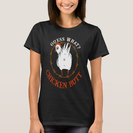 Raad eens wat kip maar kippenkont wit t-shirt (Voorkant)