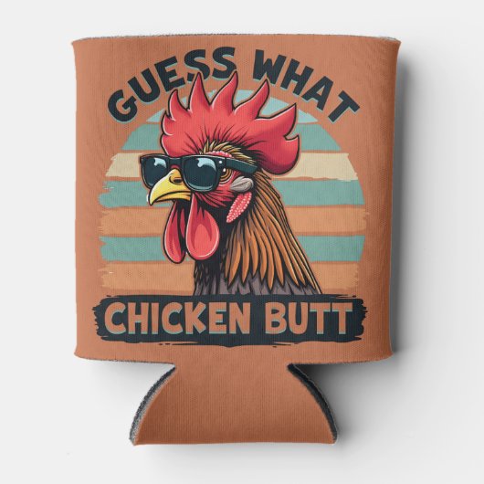 Raad eens wat kippenkont grappige retro haan blikjeskoeler (Voorkant)