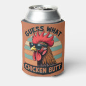 Raad eens wat kippenkont grappige retro haan blikjeskoeler (Blikje Achterkant)
