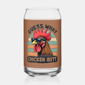 Raad eens wat kippenkont grappige retro haan blikvorm glas (Voorkant)