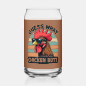 Raad eens wat kippenkont grappige retro haan blikvorm glas (Achterkant)