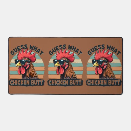 Raad eens wat kippenkont grappige retro haan bureaumat (Voorkant)