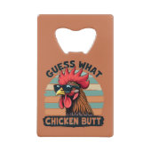 Raad eens wat kippenkont grappige retro haan creditkaart flessenopener (Achterkant)
