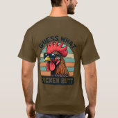 Raad eens wat kippenkont grappige retro haan t-shirt (Achterkant)
