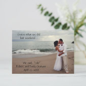 Raad eens wat we hebben gedaan bruiloft-3x5huwelij kaart (Staand voorkant)