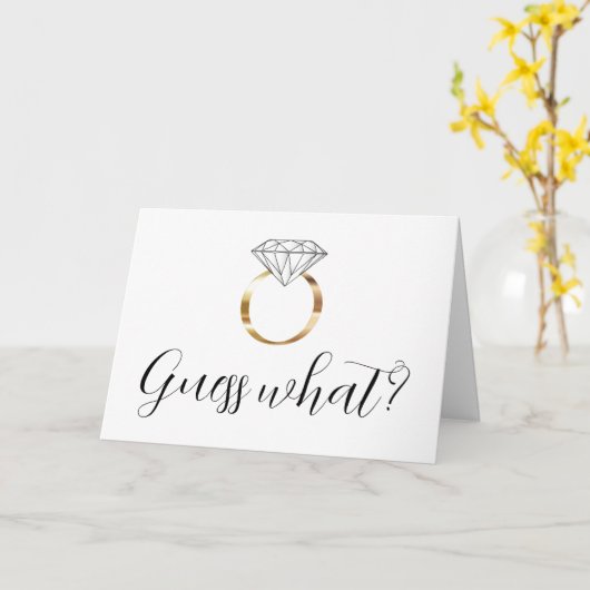 Raad eens wat we zijn verloofde diamanten ring kaart (Gele Bloem)