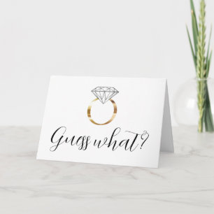 Raad eens wat we zijn verloofde diamanten ring kaart