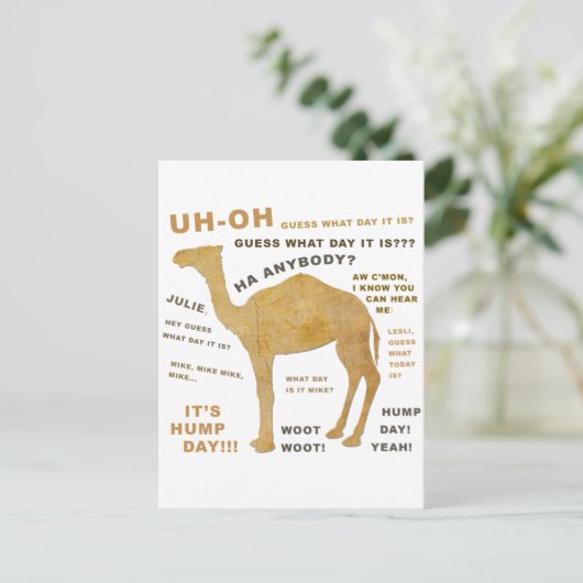 Raad eens welke dag het is? HUMP DAG!!! HOUT! Briefkaart (Staand voorkant)