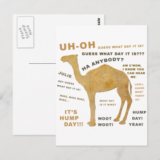 Raad eens welke dag het is? HUMP DAG!!! HOUT! Briefkaart (Voorkant / Achterkant)