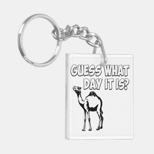 Raad eens welke dag het is? Hump Day Camel Sleutelhanger (Voorkant Links)