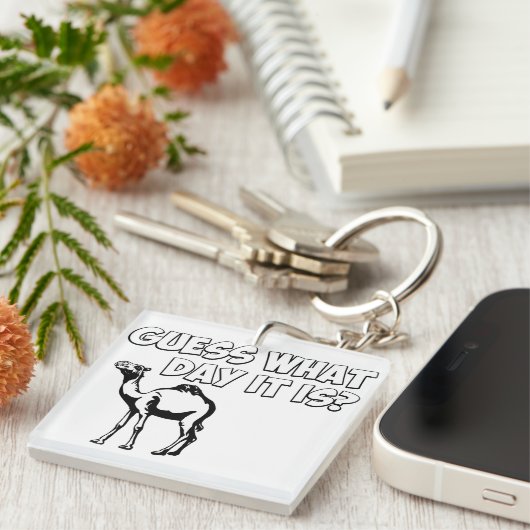 Raad eens welke dag het is? Hump Day Camel Sleutelhanger (Voorkant Rechts)