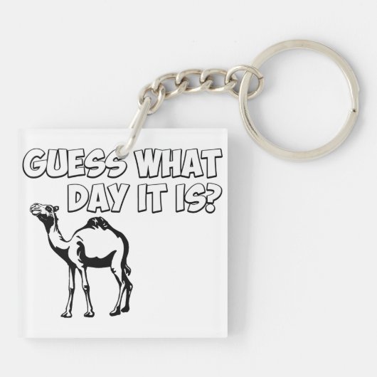 Raad eens welke dag het is? Hump Day Camel Sleutelhanger (Achterkant)