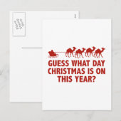 Raad eens welke dag kerst is dit jaar? feestdagenkaart (Voorkant / Achterkant)