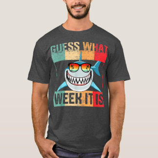 Raad eens welke week het is Funny Shark Heren, Dam T-shirt
