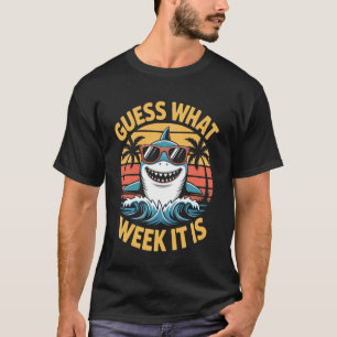 Raad eens welke week het is Funny Shark Zomer Vibe T-shirt
