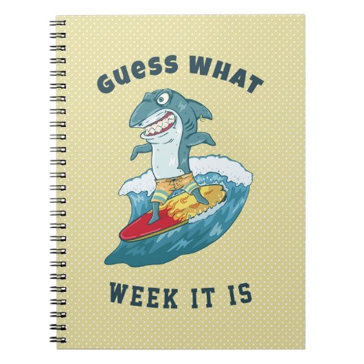Raad eens welke week het is grappig haai notitieboek (Voorkant)