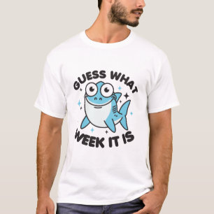 Raad eens welke week het is grappige haai t-shirt