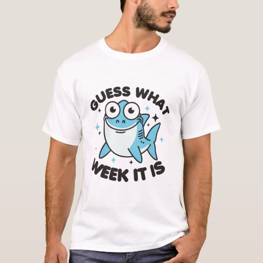 Raad eens welke week het is grappige haai t-shirt (Voorkant)