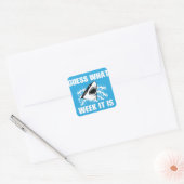 Raad eens welke week het is grappige haai vierkante sticker (Envelop)