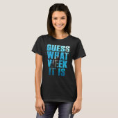 Raad eens welke week het is Haai Sarcastisch Fees T-shirt (Voorkant volledig)