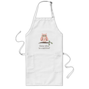 Raad eens Whoo Survivor Pink Ribbon Owl Apron Lang Schort