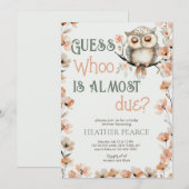 Raad eens Whoo Woodland Owl Baby shower Kaart (Voorkant / Achterkant)