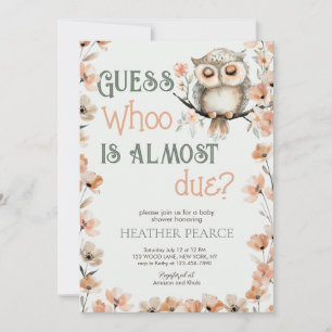 Raad eens Whoo Woodland Owl Baby shower Kaart