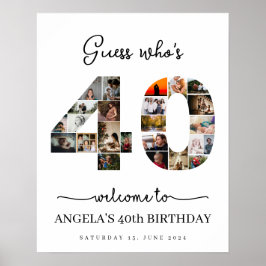 Raad eens wie 40 Photo Collage verjaardagsfeestje Poster