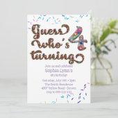 Raad eens wie 4 koekjes met sprinkles draait kaart (Staand voorkant)