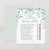 Raad eens wie Baby shower de Eucalyptus-bladeren h (Voorkant / Achterkant)