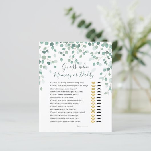 Raad eens wie Baby shower de Eucalyptus-bladeren h (Staand voorkant)