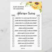 Raad eens wie baby shower engels spaans spelkaartj flyer (Achterkant)