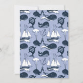 Raad eens wie Baby shower game is | Nautical Whale Kaart (Achterkant)