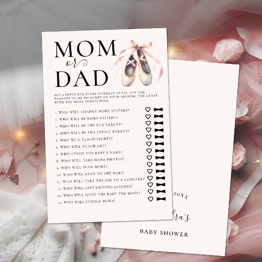 Raad eens wie Baby shower spel roze ballerina scho Flyer