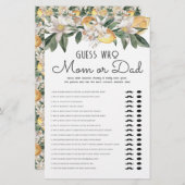 Raad eens wie Baby shower van mama of pap Lemon Ci Briefpapier (Voorkant / Achterkant)