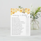 Raad eens wie Baby shower van mama of papa is Informatiekaartje (Staand voorkant)