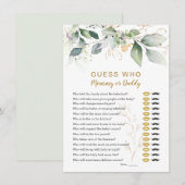 Raad eens wie Baby shower vlam Floral Greenery Inv Kaart (Voorkant / Achterkant)