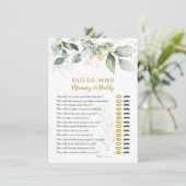 Raad eens wie Baby shower vlam Floral Greenery Inv Kaart (Staand voorkant)