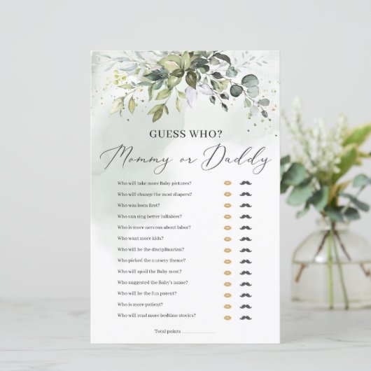 Raad eens wie baby shower voor mama of papa is (Staand voorkant)