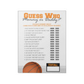 Raad eens wie Basketbal Baby shower Game Pack Notitieblok (Linkerzijde)