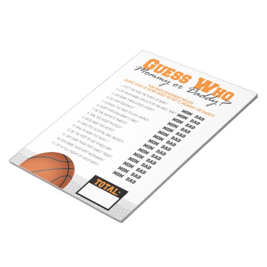 Raad eens wie Basketbal Baby shower Game Pack Notitieblok (Schuin)