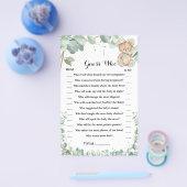 Raad eens wie Beer Greenery Baby shower Game Card Flyer (Enkel)