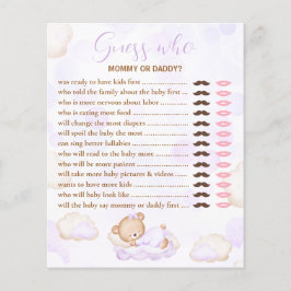 Raad eens wie Beer Paarse Lavendel Baby shower spe