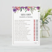 Raad eens wie bloemige bewerkbare Baby shower spel Kaart (Staand voorkant)