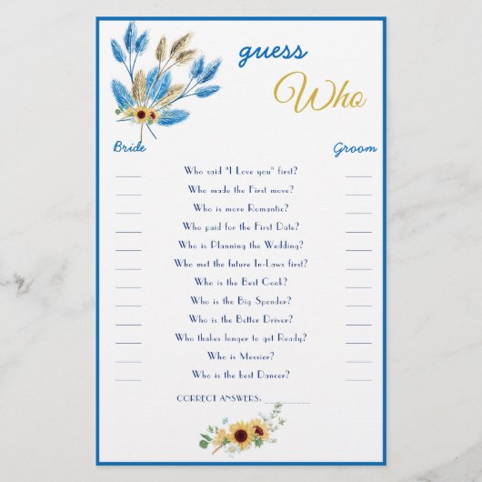 Raad eens wie Bridal game Kaart Flyer is (Voorkant)