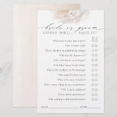 Raad eens wie Bride of Groom - Boho Game Kaart (Voorkant / Achterkant)