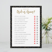 Raad eens wie Bride of Groom Gold Black Shower Gam